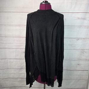 We The Free Shirt Womens Small Black Long Sleeve Raw Hem Boho Draped Free People
